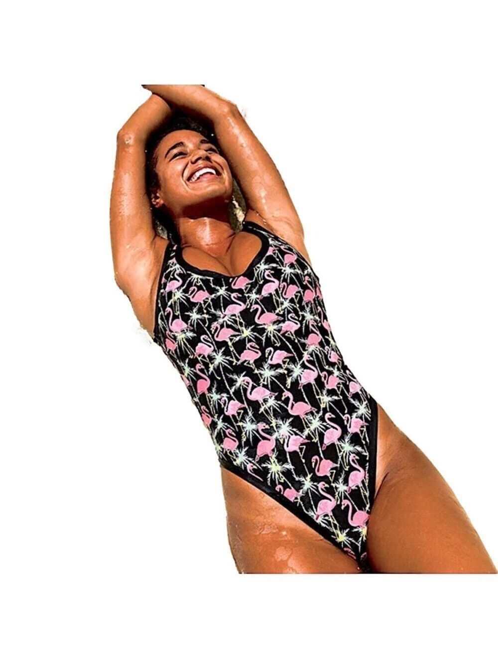 EIDON Flamingo Print One Piece Swimsuit